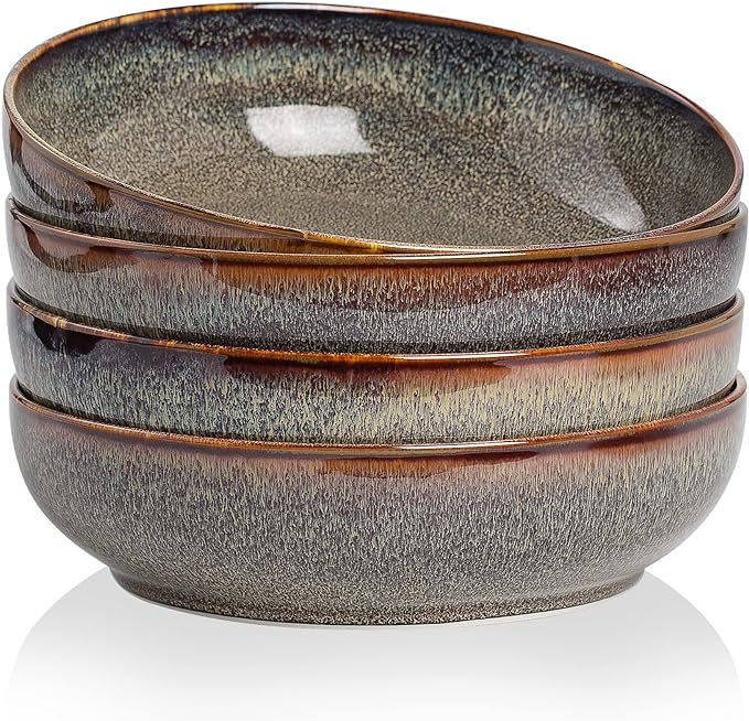 30oz Ceramic bowls set of 4-8" serving bowls by KYBSCZMoment