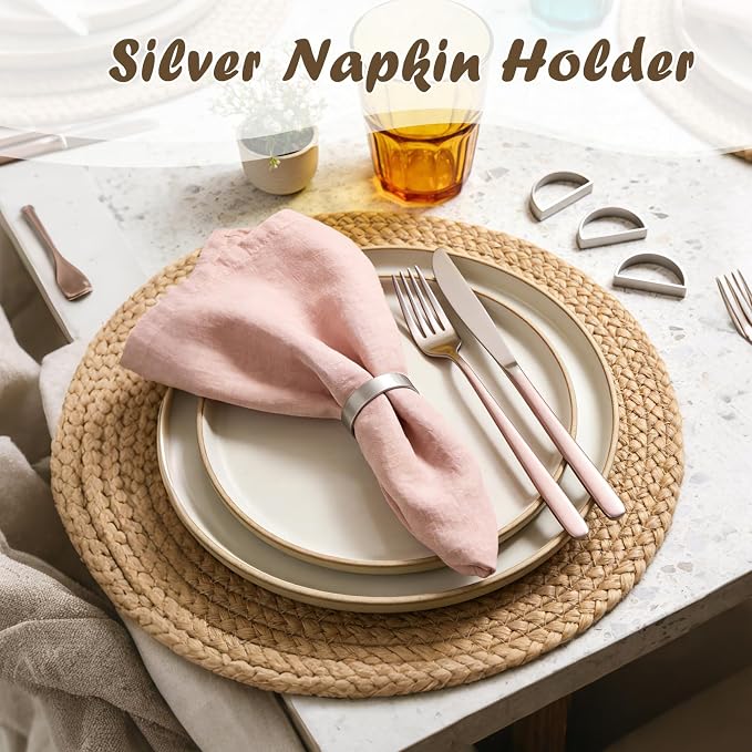 Napkin Rings Set of 6 Silver Napkin Holder Buckles | Napkin Ring Bulk - Image 2