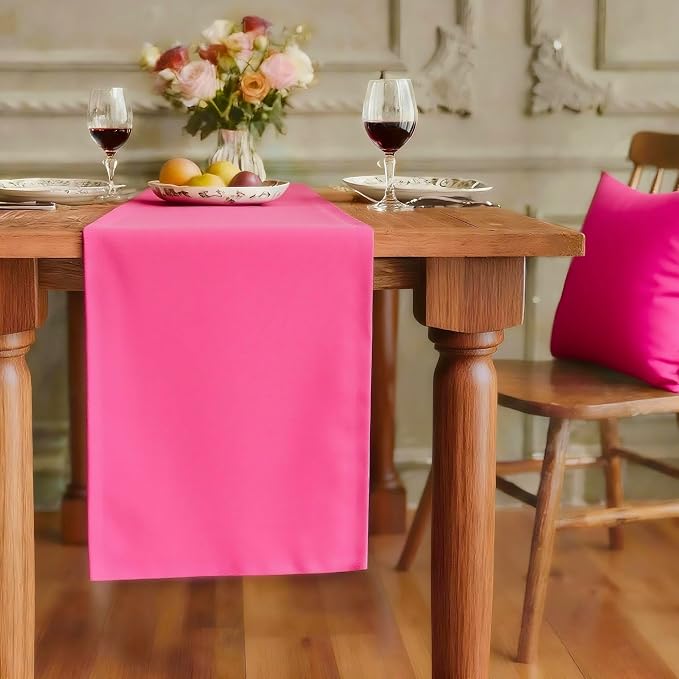FOLINS&HOME Hot Pink Waterproof Decorative Table Runner 90 Inches Long | 210GSM by FOLINSHOME