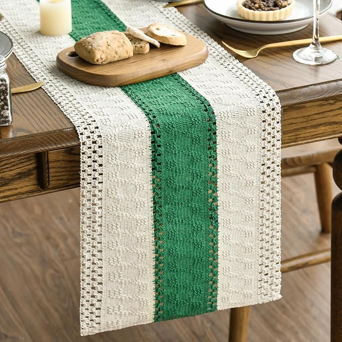 Artoid Mode Emerald Green Farmhouse Rustic Table Runner 12x36 Inch | Seasonal by ArtoidMode