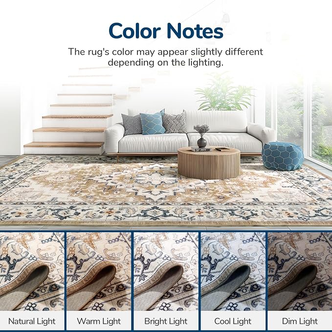 Lessymo Area Rugs 9x12 Living Room- Large Area Rug Machine Washable Area Rug - Image 8