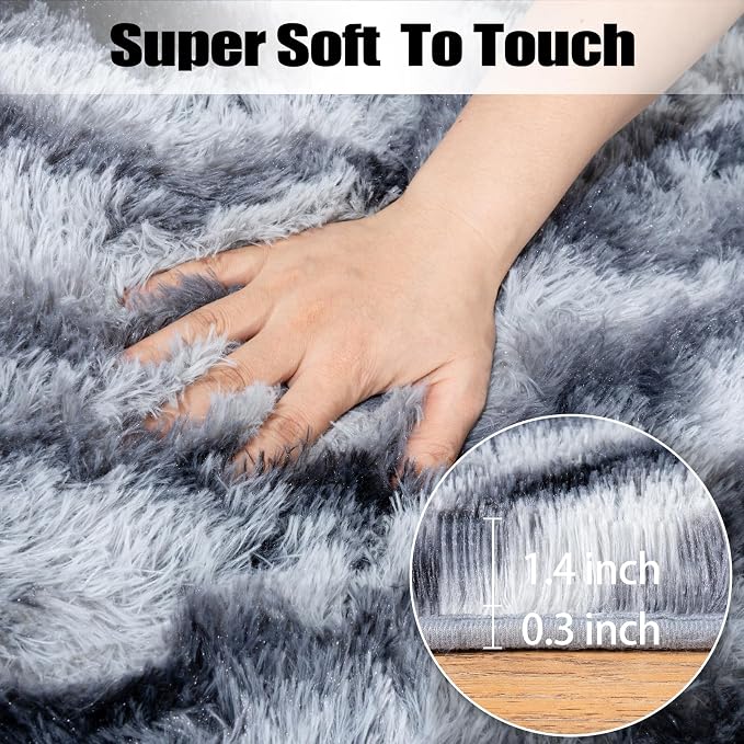 qulint 9x12 Rug for Living Room, Fluffy Zebra Rug for Bedroom Soft Shaggy - Image 5