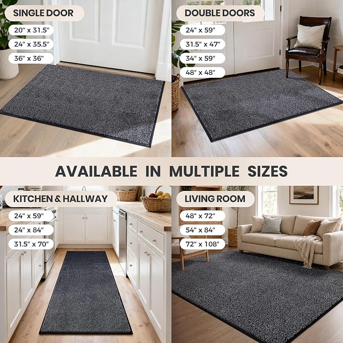 PURRUGS Dirt Trapping Door Mat 31.5" x 47", Non-Slip Machine Washable Entryway - Image 9