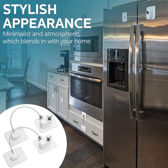 12 Pack Refrigerator Lock with 12 Keys Fridge Locks Combination Adhesive Child Safety Cabinet Freezer Door Lock Adult File Drawer Kitchen Appliance Furniture Closet(White)