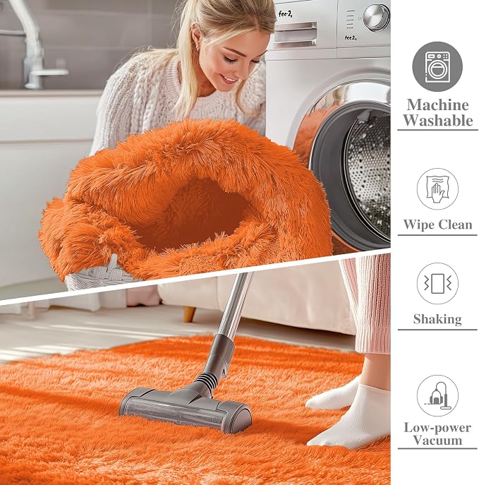 OLANLY Area Rugs for Living Room Bedroom, Machine Washable 4x5.9 ft Soft Fluffy - Image 2