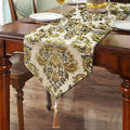 Vintage Table Runners 72" Beige Chenille Jacquard European Floral Pattern | by HeMiaor