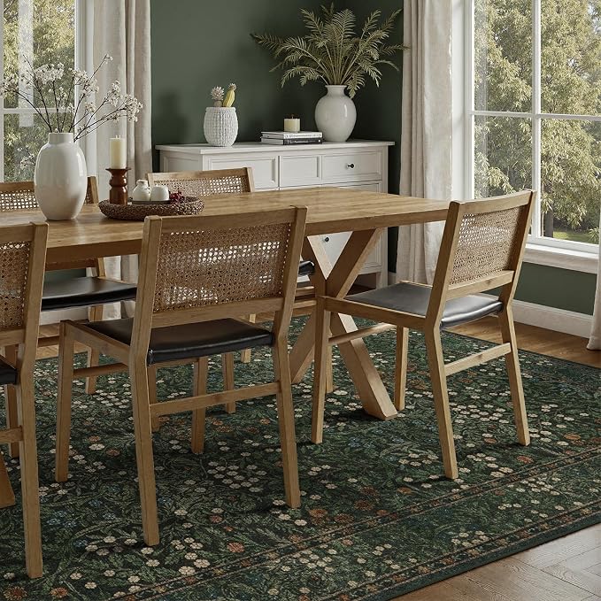 DCX Green Area Rug 9x12, Machine Washable Non Slip Stain Resistant Soft Vintage - Image 9