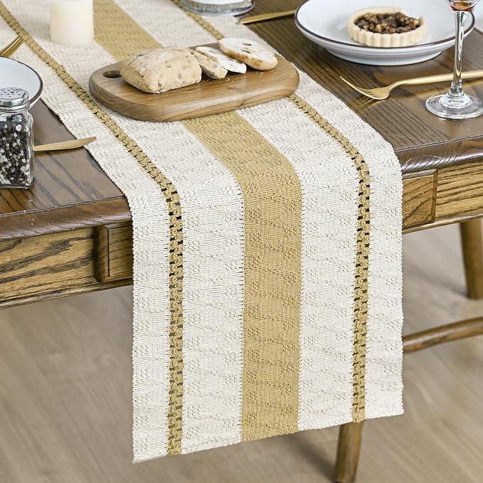 Artoid Mode Burlap Brown Rustic Woven Table Runner 12x108 Inch | Holiday by ArtoidMode