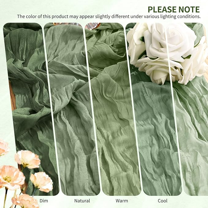 30 Pack Cheesecloth Table Runner 10FT Sage Green Table Runner Boho Gauze Cheese - Image 7