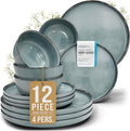12 Piece Stoneware Dinnerware Set by PURELIVING