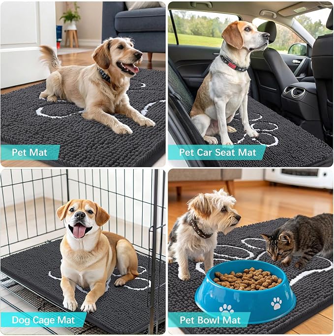 OLANLY Dog Door Mat for Muddy Paws 70x35, Paw Print Design, Absorbs Moisture - Image 7