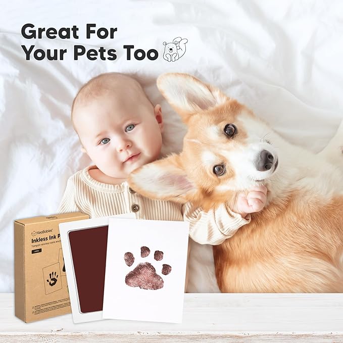 4-Pack Inkless Baby Hand and Footprint Kit - Mess Free Ink Pad for Newborn Keepsake, Dog Nose & Paw Print Kit, Clean Touch Ink Pad for Baby Hand & Footprints, Ideal New Mom Gifts (Auburn, L)