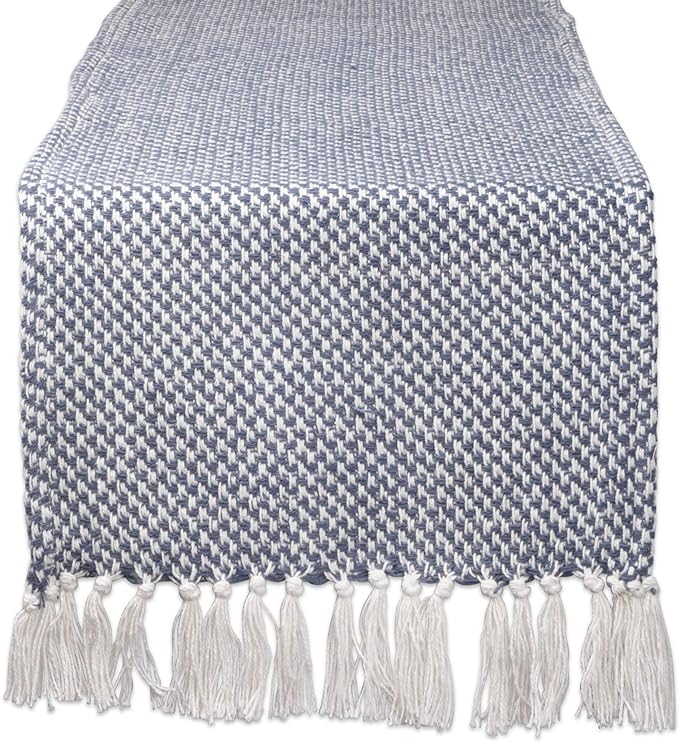 DII Woven Basics Collection 100% Cotton Knit Table Runner, French Blue by DII