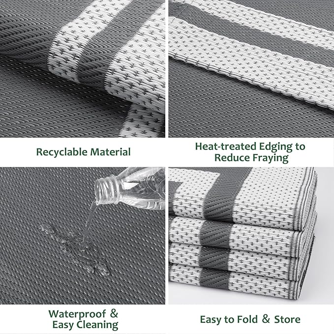 HappyTrends Outdoor Rug Reversible Portable Plastic Straw Camping Rugs - Image 4