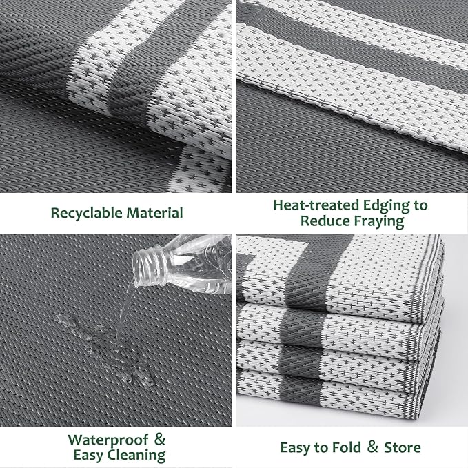 HappyTrends, Outdoor Rug, Patio Rug, Reversible Portable Outdoor Plastic Straw - Image 4