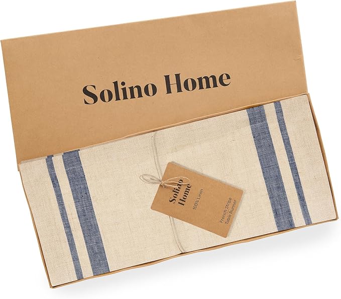 Solino Home 100% Linen Table Runner, 14 x 108 in, mitered corners | Pure Linen - Image 5
