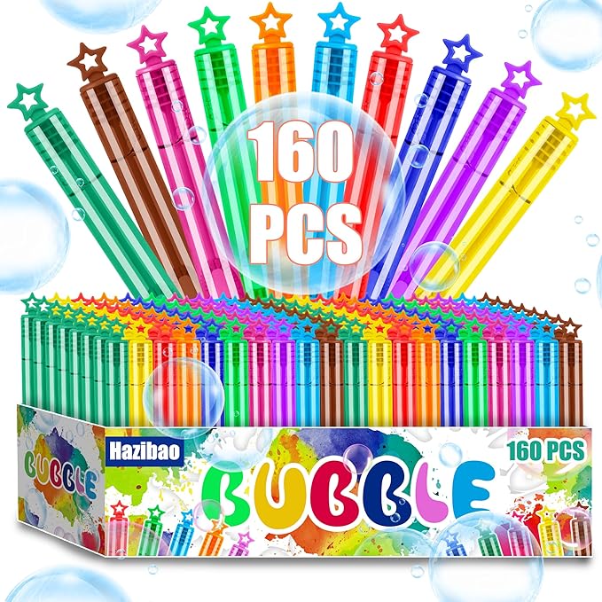 160 PCS Mini Star Bubble Wands for Kids, 10 Colors Bulk Bubble Wand with Star Top, Perfect for Party Favors, Wedding, Birthday, Carnival, Summer Outdoor Toys,Goody Bags Stuffer,Prize