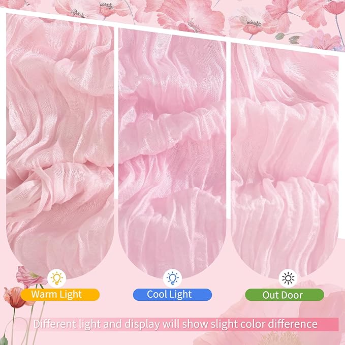 Showgeous 4 Pack Light Pink Cheesecloth Table Runner, 17 x 108 Inches | Boho - Image 7
