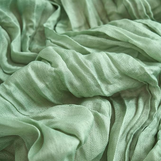 Asee'm 12pcs Sage Green Cheesecloth Table Runner Summer 10FT Gauze Sheer | Boho - Image 5