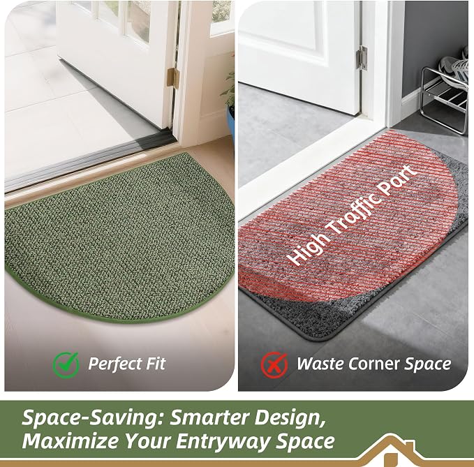 BEQHAUSE Dirt Trapper Door Mat 32" x 48" Half Circle Non-Slip Washable Doormats - Image 6