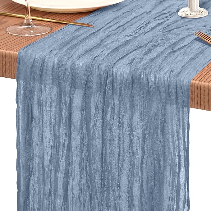 4 Pack Cheesecloth Table Runner 10FT Dusty Blue Table Runner Boho Gauze Cheese - Image 9