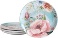 Bico Margret's Garden Salad Plates Set of 4, 8.75 Inch Ceramic Dessert Plates by Bico