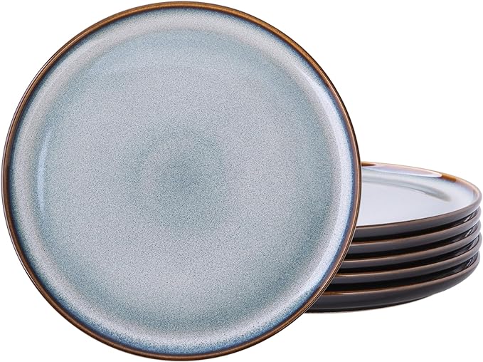 LERATIO Ceramic Plate Set of 6, 8.5 Inch Reactive Glaze Salad Plates | Modern by LeRatio