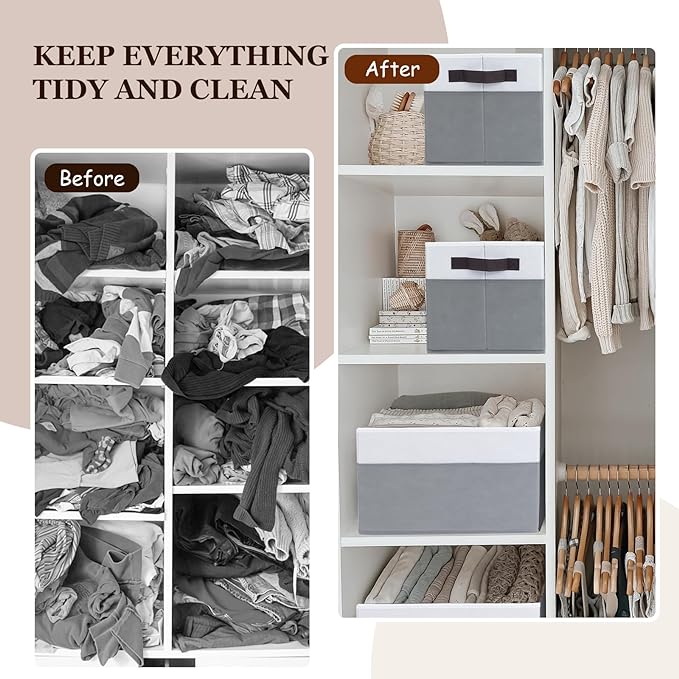 Criusia Large Storage Baskets 8 Pack Versatile Fabric Storage Bins for Closet Cabinet Wardrobe Nursery Pantry | Nursery Organizer Bins for Baby Diaper Toys Clothes | Housewarming Mothers Day Gift