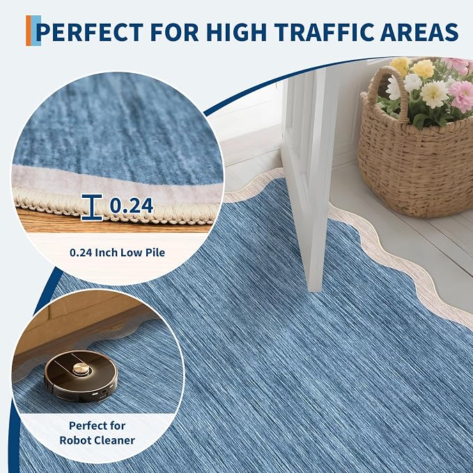 GarveeHome Scalloped Area Rug 4x6 Washable Rug Modern Traditional Floor Cover - Image 6