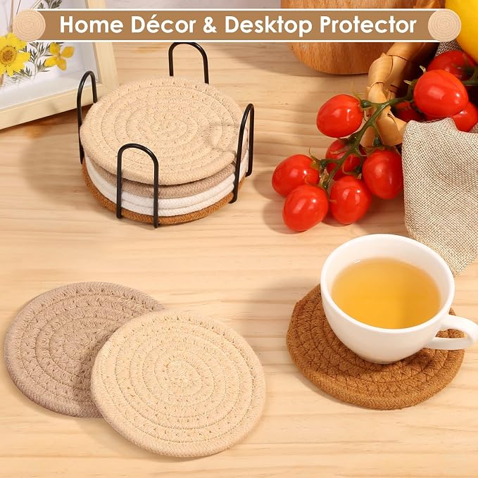 8 Pack Absorbent Coasters with Holder, 4 Colors Minimalist Home Decor, 4.3 - Image 3