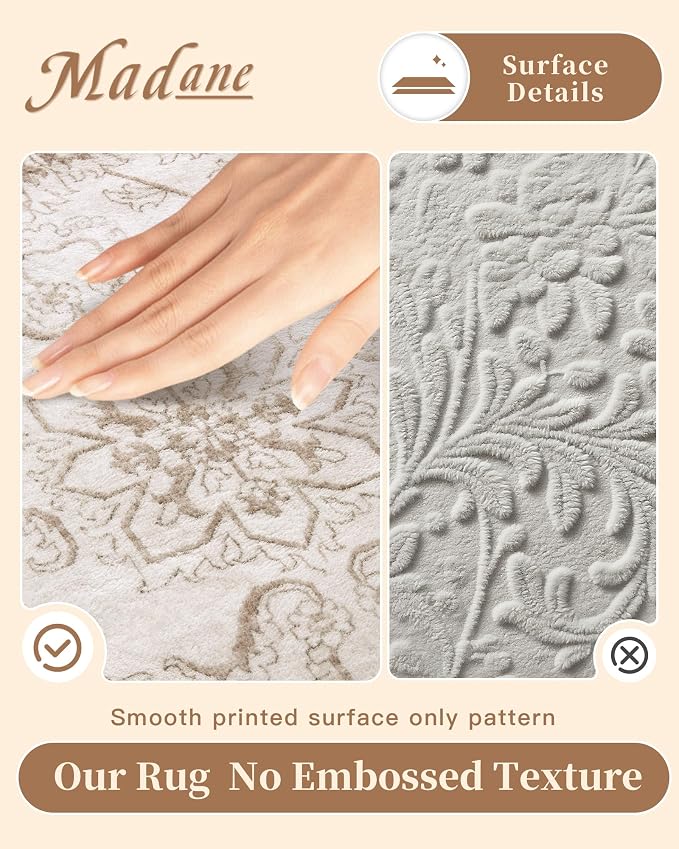 Madane Washable Round Rug 6ft for Living Room, Soft Ultra-Thin Non-Slip Vintage - Image 5