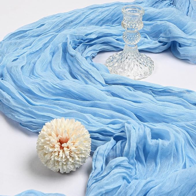 12 Pack 10Ft Baby Blue Cheesecloth Table Runner 23 x 120 Inch | Gauze Rustic - Image 3