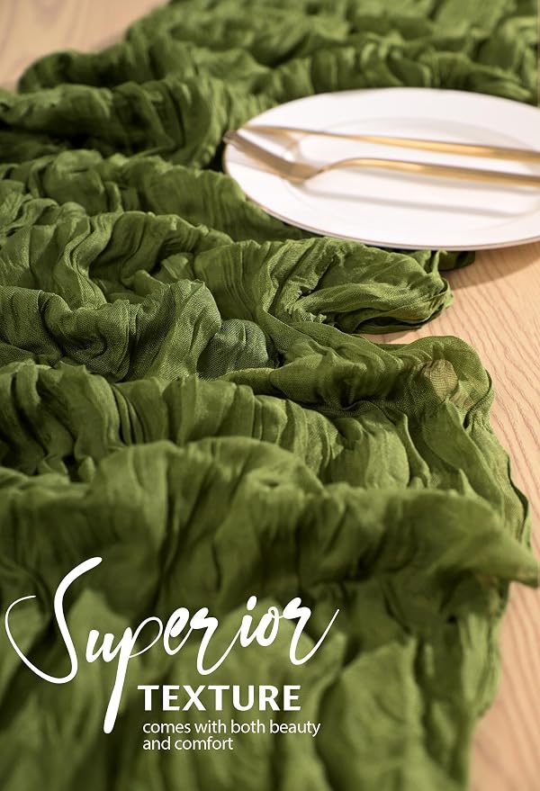 30 Pack Cheesecloth Table Runner 10FT Olive Green Table Runner Boho Gauze - Image 4