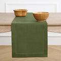 Solino Home 100% Pure Linen Dining Table Runner Olive Hemstitch, 14 x 72 in | by SolinoHome