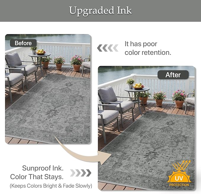 GENIMO Outdoor & Indoor Area Rug 5'x8', Waterproof, Non-Shedding, Easy Cleaning - Image 5