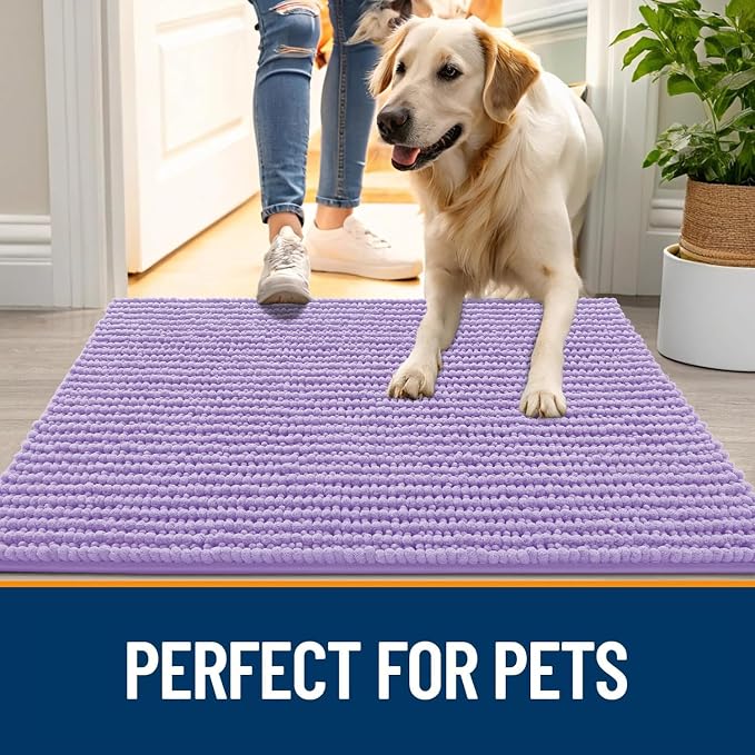 OLANLY Dog Door Mat for Muddy Paws 47x17, Ultra Absorbent Chenille Mud Doormat - Image 6