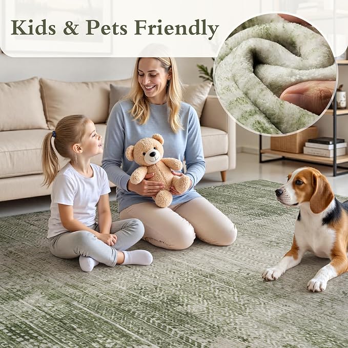 8x10 Area Rugs for Living Room Non Slip Machine Washable Rug Distressed - Image 4