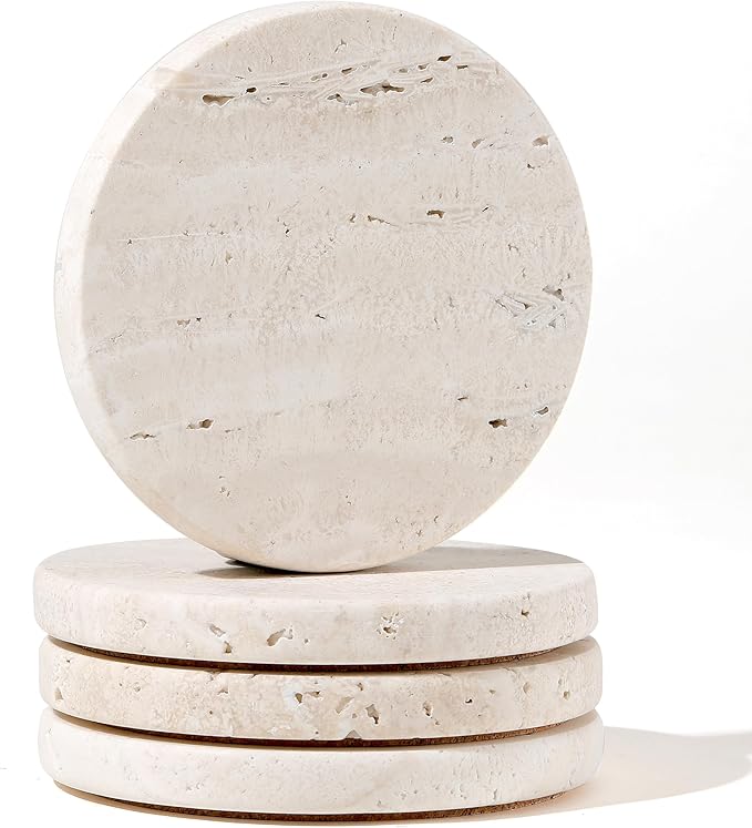 White Travertine Coasters by CHISELED+ST+DF+SK
