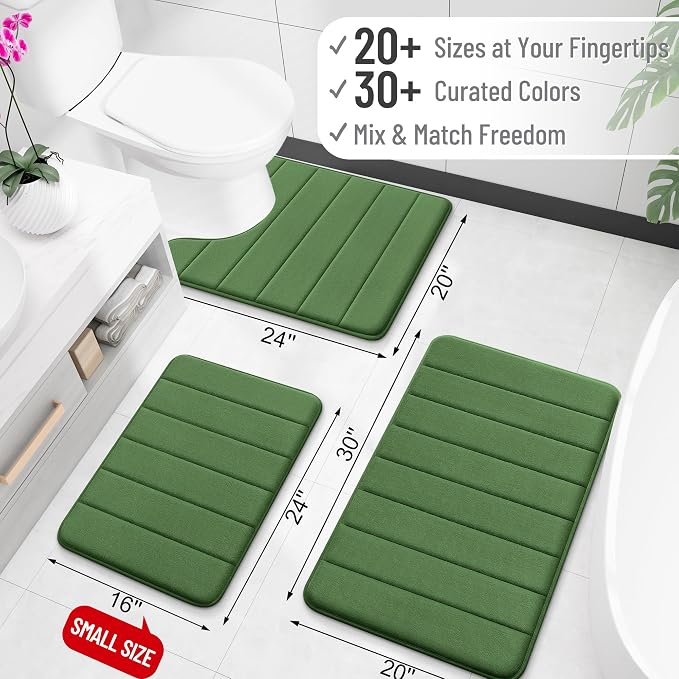 OLANLY Memory Foam Bath Mat 30x20, Super Soft Absorbent Bathroom Rugs, Quick Dry - Image 2