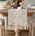 Boho Table Runner 13 x 108 Inch Long Natural Cotton Woven Runner by Caflife