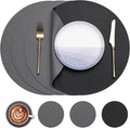 Myir JUN 15 Inches Round Placemats Set of 4 Faux Leather Place Mats | by MyirJUN