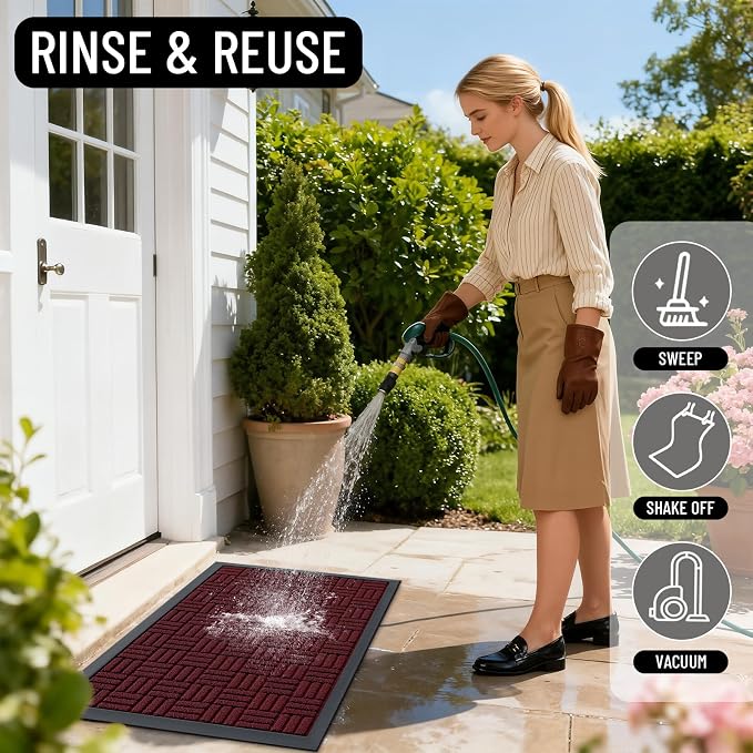 OLANLY Front Door Mat Outside Entrance 59x34, Heavy Duty Sturdy Natural Rubber - Image 8
