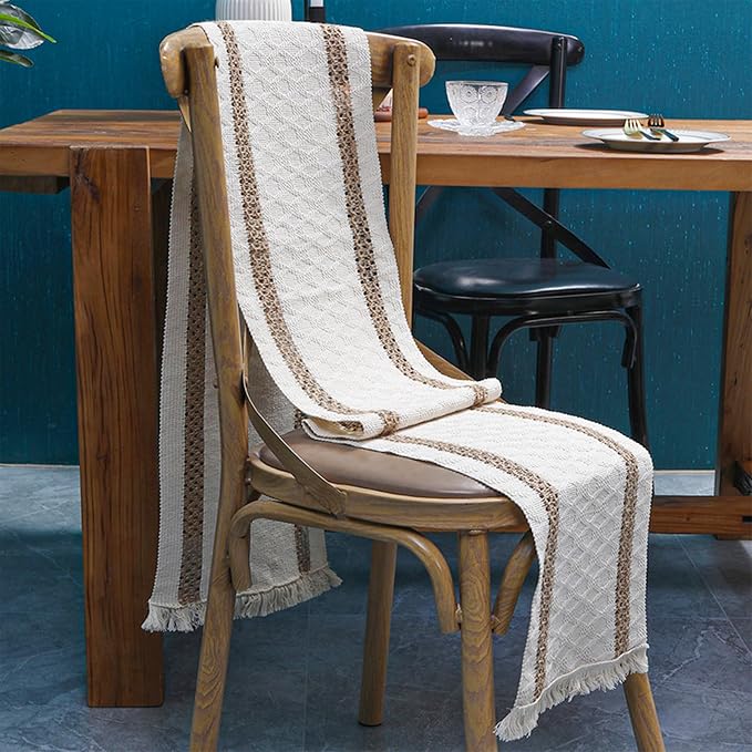 Boho Table Runner 108 Inches Long Summer Farmhouse Macrame Table Runner Cotton - Image 7