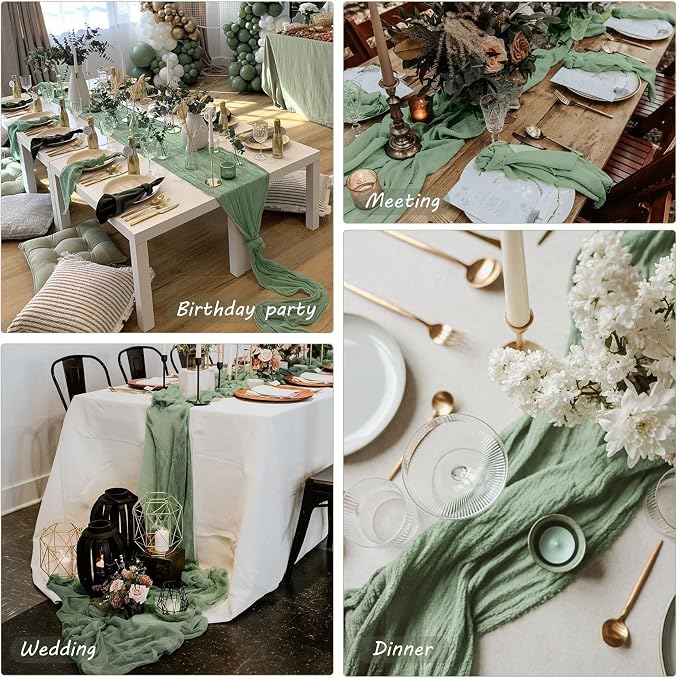 12 Pack 10Ft Cheesecloth Table Runner 35x120 Inch Boho Gauze Table Runner - Image 6