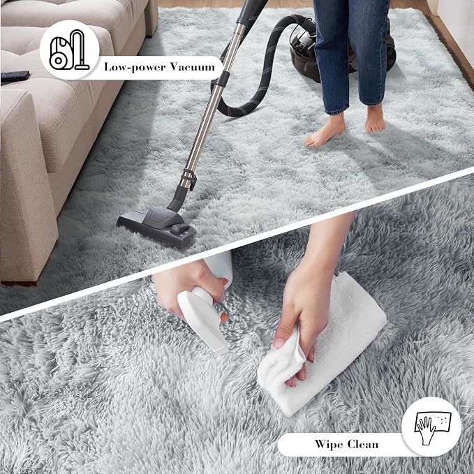 Fluffy Rug Shag Area Rug, Mottling Grey 3x5 Area Rugs - Image 7