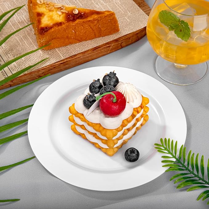 bUCLA 100Pieces White Plastic Plates - Image 3