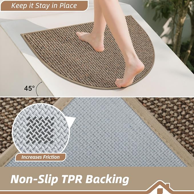 BEQHAUSE Dirt Trapper Door Mat 26" x 40" Half Circle Non-Slip Washable Doormats - Image 4