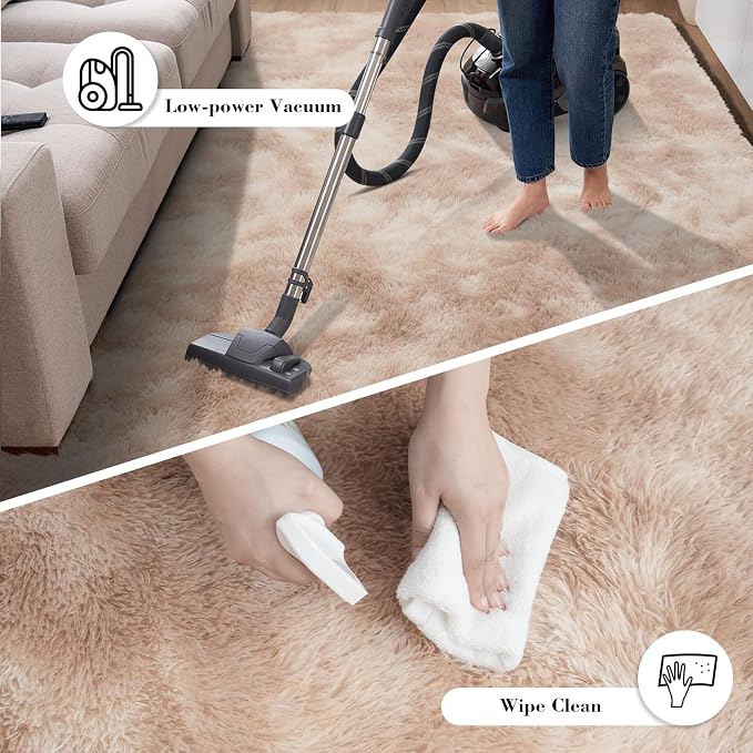Fluffy Rug Shag Area Rug, Mottling Beige 5x8 Area Rugs - Image 6
