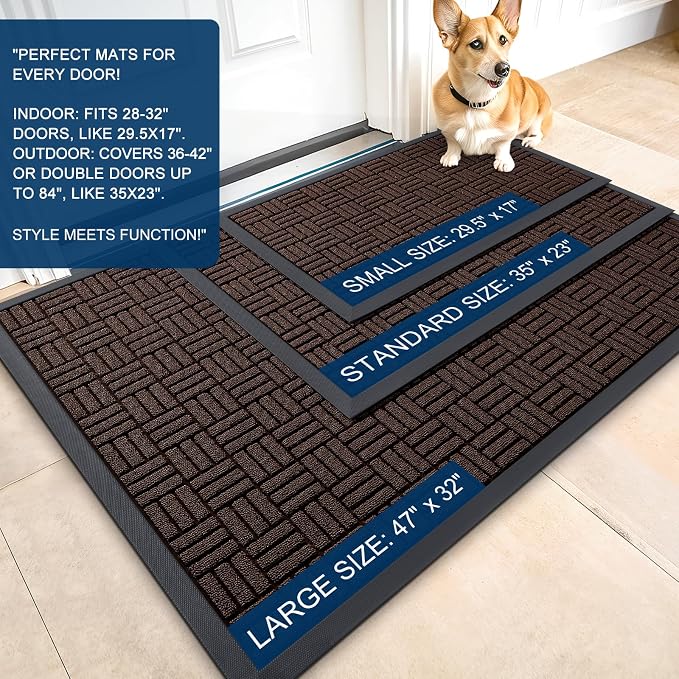 OLANLY Front Door Mat Outside Entrance 47x23, Heavy Duty Sturdy Natural Rubber - Image 2