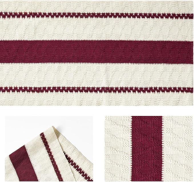 Artoid Mode Red Rustic Woven Table Runner 12x60 Inch | Holiday Farmhouse - Image 5
